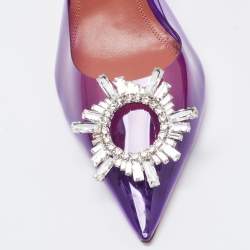Amina Muaddi Purple PVC Begum Slingback Sandals Size 41.5