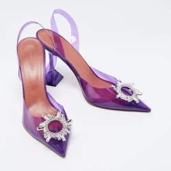 Amina Muaddi Purple PVC Begum Slingback Sandals Size 41.5