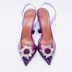 Amina Muaddi Purple PVC Begum Slingback Sandals Size 41.5