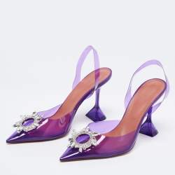 Amina Muaddi Purple PVC Begum Slingback Sandals Size 41.5
