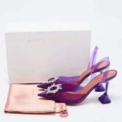 Amina Muaddi Purple PVC Begum Slingback Sandals Size 41.5