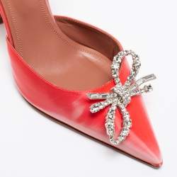 Amina Muaddi Two-Tone Iridescent Fabric Rosie Slingback Pumps Size 37.5