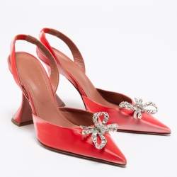 Amina Muaddi Two-Tone Iridescent Fabric Rosie Slingback Pumps Size 37.5