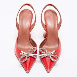 Amina Muaddi Two-Tone Iridescent Fabric Rosie Slingback Pumps Size 37.5