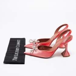 Amina Muaddi Two-Tone Iridescent Fabric Rosie Slingback Pumps Size 37.5