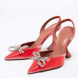 Amina Muaddi Two-Tone Iridescent Fabric Rosie Slingback Pumps Size 37.5