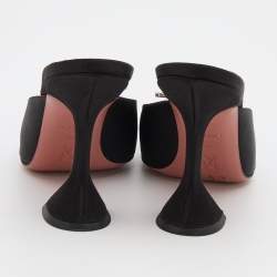 Amina Muaddi Black Satin Begum Embellished Mules Size 40