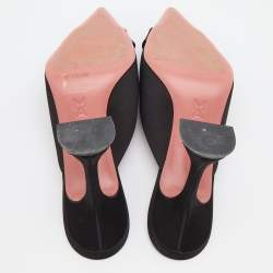 Amina Muaddi Black Satin Begum Embellished Mules Size 40