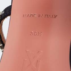 Pre Owned Amina Muaddi Black Satin Crystal Embellished Gilda Slide Sandals Size 38.5