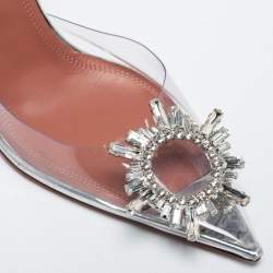 Pre Owned Amina Muaddi Transparent PVC Begum Slingback Pumps Size 40