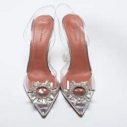 Pre Owned Amina Muaddi Transparent PVC Begum Slingback Pumps Size 40
