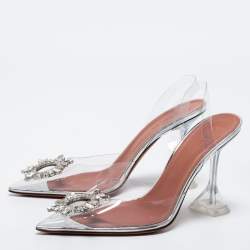 Pre Owned Amina Muaddi Transparent PVC Begum Slingback Pumps Size 40