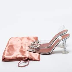 Pre Owned Amina Muaddi Transparent PVC Begum Slingback Pumps Size 40