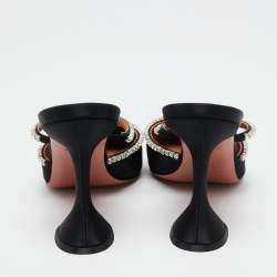 Pre Owned Amina Muaddi Black Satin Gilda Mules Size 41