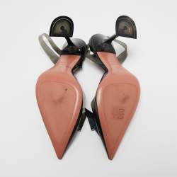 Pre Owned Amina Muaddi x AWGE Phoenix Black Crystal Embellished PVC Slingback Pumps Size 40