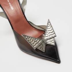 Pre Owned Amina Muaddi x AWGE Phoenix Black Crystal Embellished PVC Slingback Pumps Size 40
