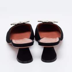 Pre Owned Amina Muaddi Black Suede Begum Mules Size 39