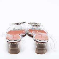 Pre Owned Amina Muaddi Transparent PVC Begum Slingback Pumps Size 39