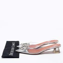 Pre Owned Amina Muaddi Transparent PVC Begum Slingback Pumps Size 39