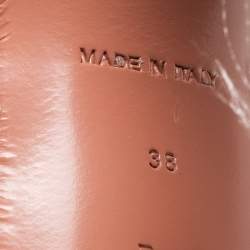 Pre Owned Amina Muaddi Multicolor Holographic Flared Heel Ankle Strap Sandals Size 38