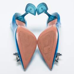 Pre Owned Amina Muaddi Blue PVC and Leather Begum Pumps Size 38