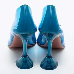 Pre Owned Amina Muaddi Blue PVC and Leather Begum Pumps Size 38