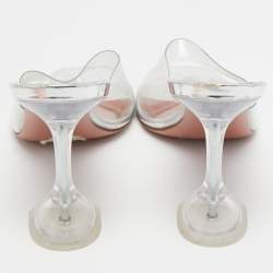 Pre Owned Amina Muaddi Transparent PVC  Lupita Mules Size 39