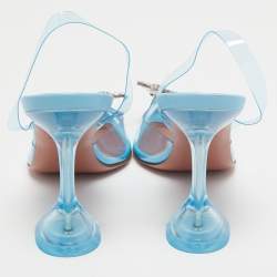 Pre Owned Amina Muaddi Blue PVC Begum Pumps Size 39