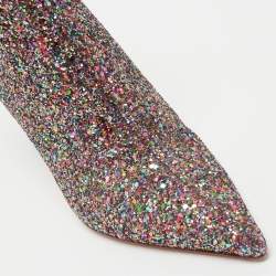 Amina Muaddi Multicolor Coarse Glitter Giorgia Ankle Boots Size 38