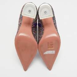 Amina Muaddi Multicolor Coarse Glitter Giorgia Ankle Boots Size 38