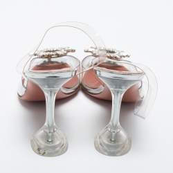 Pre Owned Amina Muaddi Transparent PVC Begum Slingback Pumps Size 40