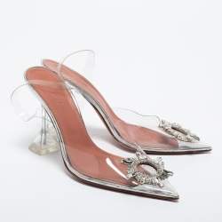 Pre Owned Amina Muaddi Transparent PVC Begum Slingback Pumps Size 40
