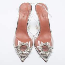 Pre Owned Amina Muaddi Transparent PVC Begum Slingback Pumps Size 40