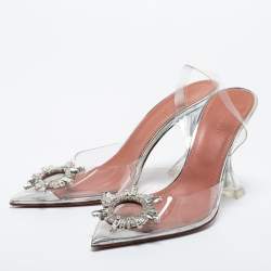 Pre Owned Amina Muaddi Transparent PVC Begum Slingback Pumps Size 40