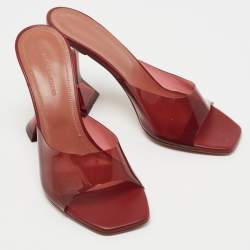 Amina Muaddi Burgundy PVC Lupita Slide Sandals Size 36  
