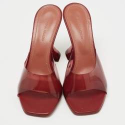 Amina Muaddi Burgundy PVC Lupita Slide Sandals Size 36  