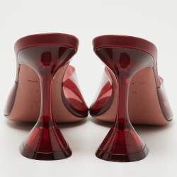 Amina Muaddi Burgundy PVC Lupita Slide Sandals Size 36  