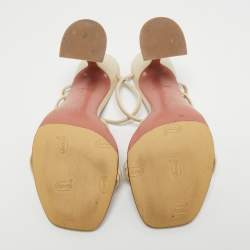 Amina Muaddi Cream Leather Naima Sandals Size 36
