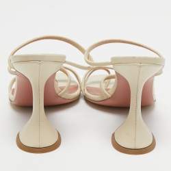 Amina Muaddi Cream Leather Naima Sandals Size 36