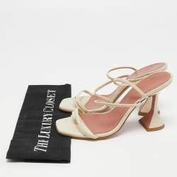 Amina Muaddi Cream Leather Naima Sandals Size 36