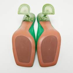 Amina Muaddi Green PVC Lupita Slide Sandals Size 39