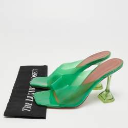 Amina Muaddi Green PVC Lupita Slide Sandals Size 39