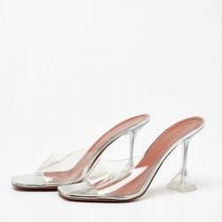 Amina Muaddi Transparent PVC Lupita Slide Sandals Size 41