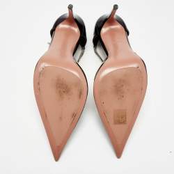 Pre Owned Amina Muaddi Black Patent Ursina Pumps Size 41