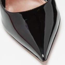 Pre Owned Amina Muaddi Black Patent Ursina Pumps Size 41