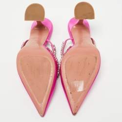 Amina Muaddi Pink Satin Gilda Mules Size 38.5