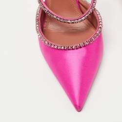 Amina Muaddi Pink Satin Gilda Mules Size 38.5