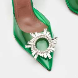 Amina Muaddi Green PVC Begum Slingback Pumps Size 38