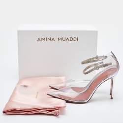 Pre Owned Amina Muaddi Clear Pvc Ursina Pumps Size 38