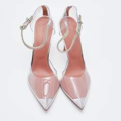 Pre Owned Amina Muaddi Clear Pvc Ursina Pumps Size 38